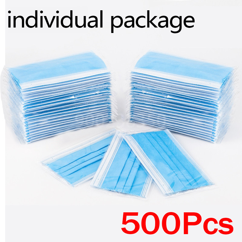 Disposable Mask Blue - 10-500 Stück Einweg-Masken für Erwachsene in